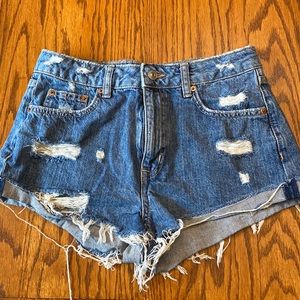 Denim short shorts.
